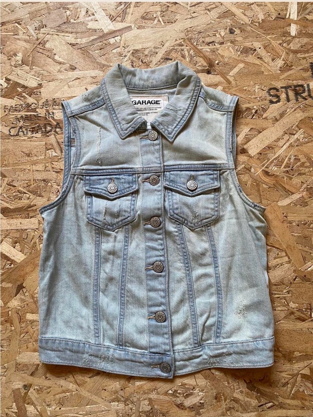 Garage Light Blue Denim Sleeveless Vest
